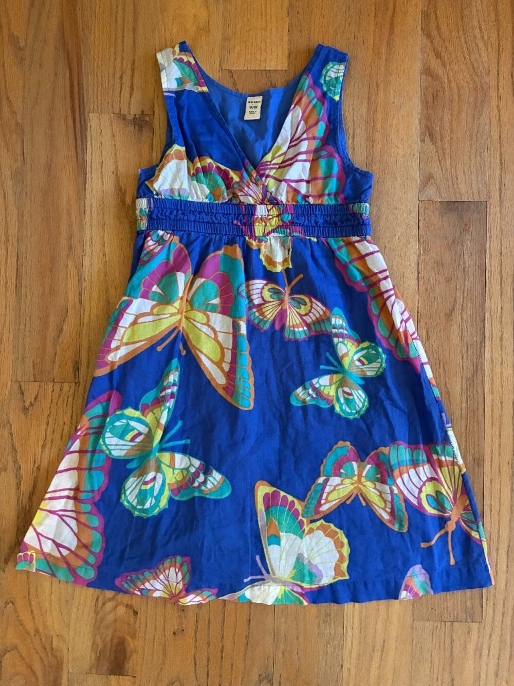 Old Navy Girls Blue Butterfly Print Sleeveless Crossover Dress Medium